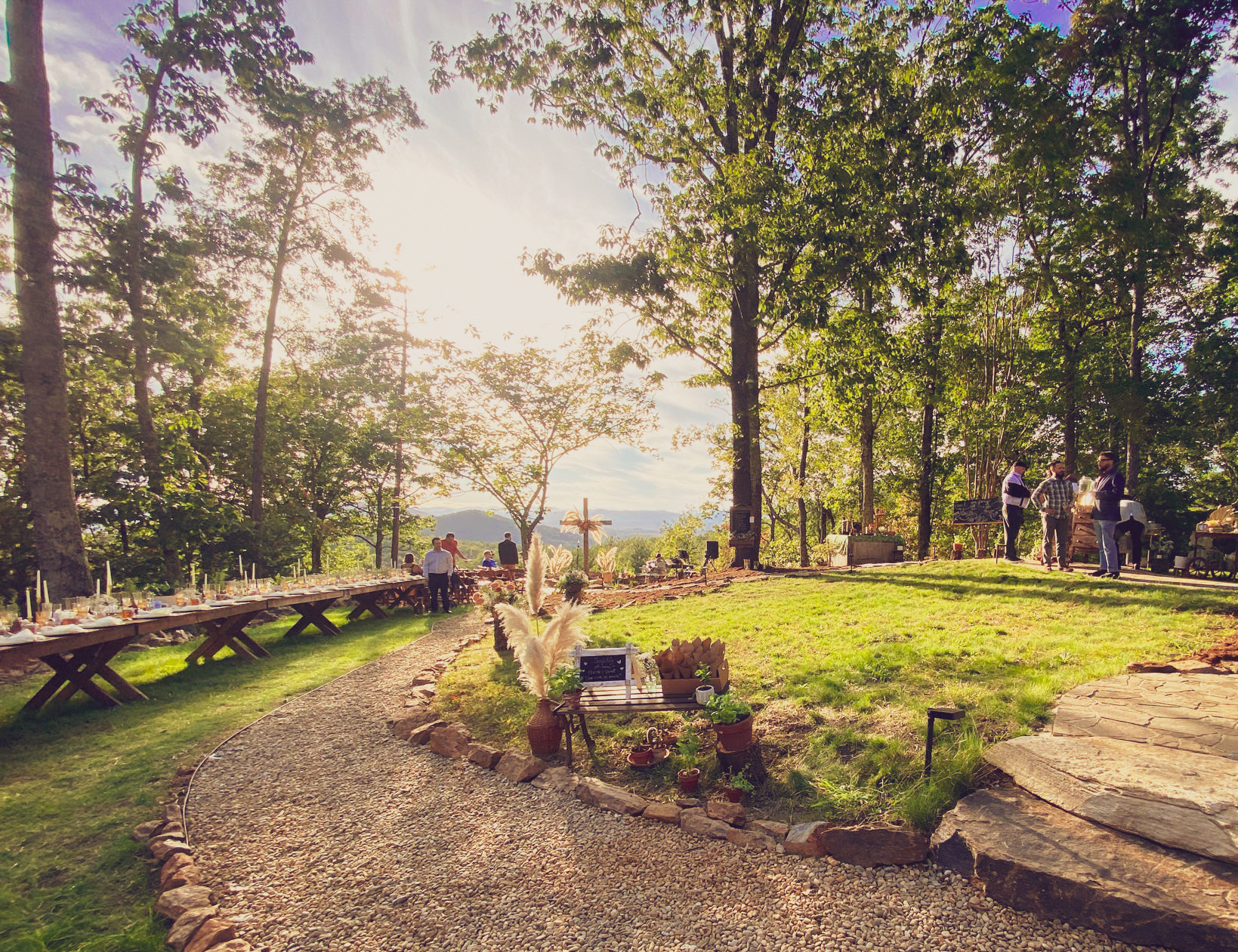 Outdoor wedding ceremony setup at Secluded Ridge in Morganton, NC